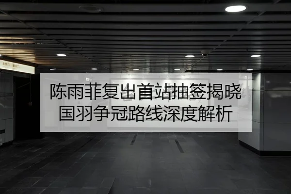 陈雨菲复出首站抽签揭晓 国羽争冠路线深度解析 | ACMILAN